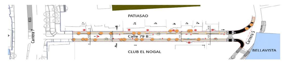 Calle 79B, entre carrera 5 y carrera 7
