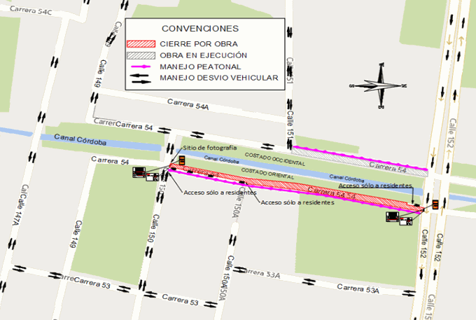 Mapa de movilidad en la zona durante las obras