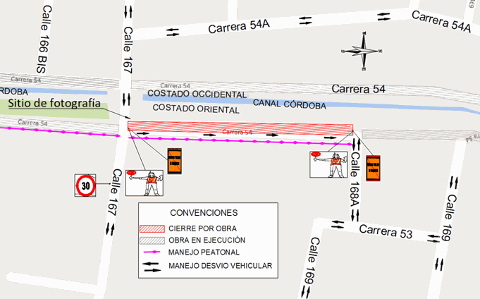 Mapa de movilidad en la zona durante las obras